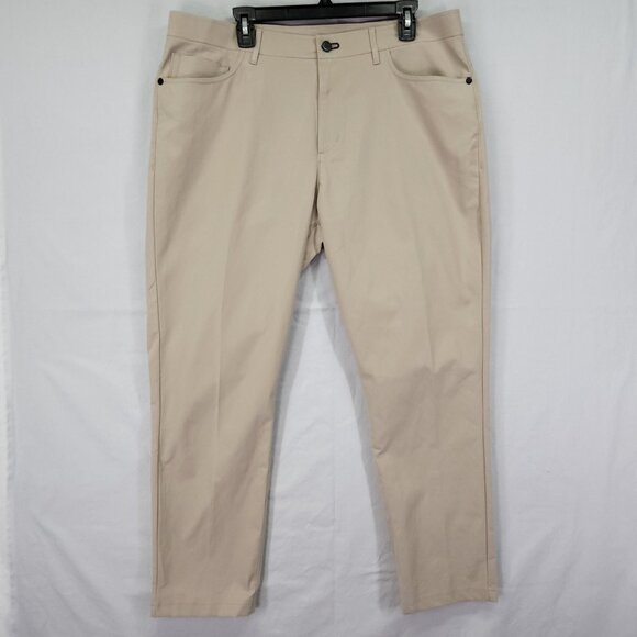 Public Rec Pants Mens 36x30 Performance Chino Stretch Workwear Beige Trousers - Picture 1 of 14